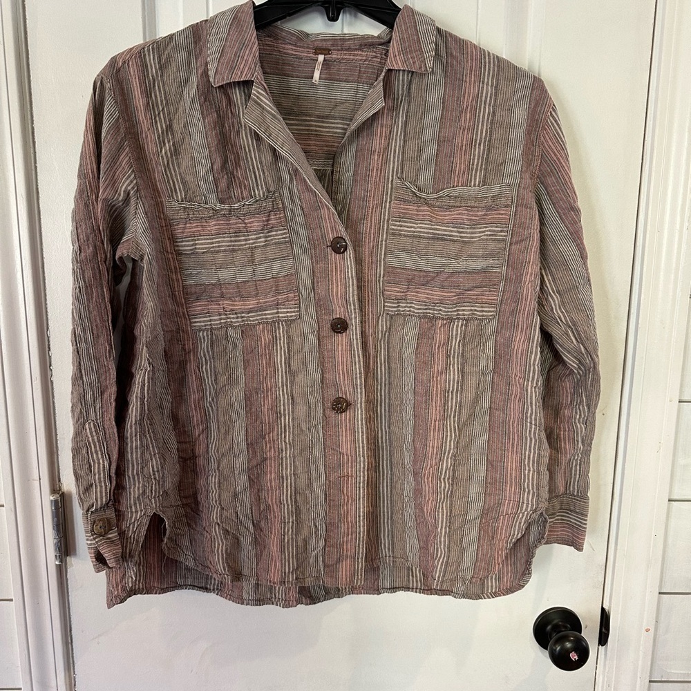 Free People high tide multi stripe button down - Picture 1 of 4